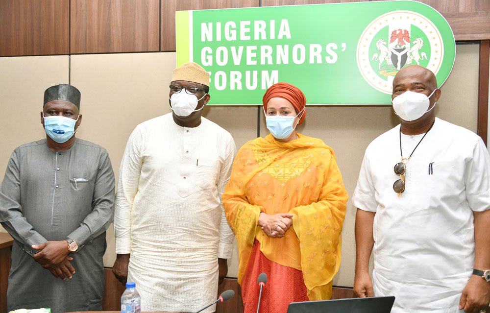 UN deputy scribe, Amina Mohammed with Nigerian governors