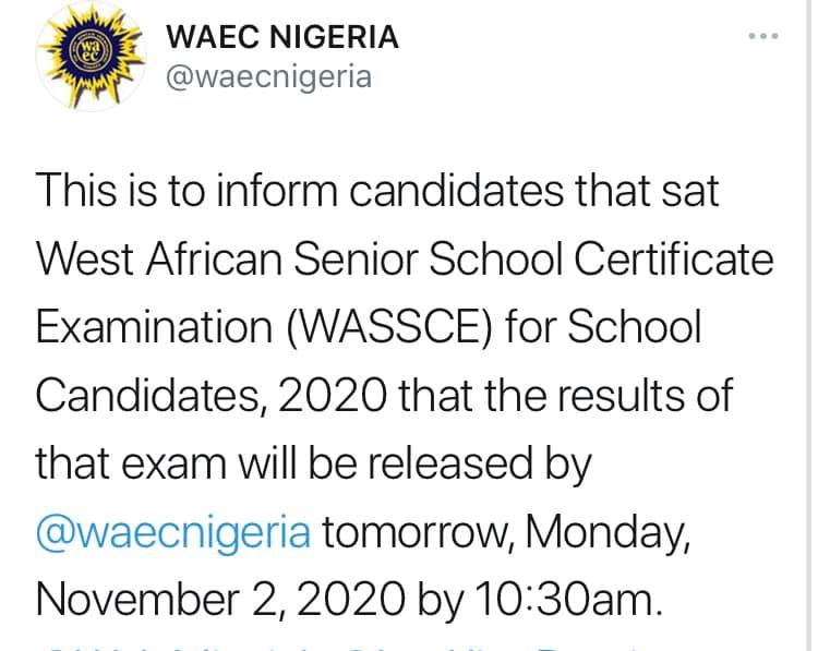 WAEC on 2020 WASSCE results