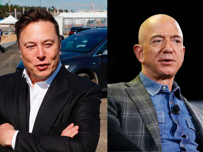 Elon Musk and Jeff Bezos - world's richest man