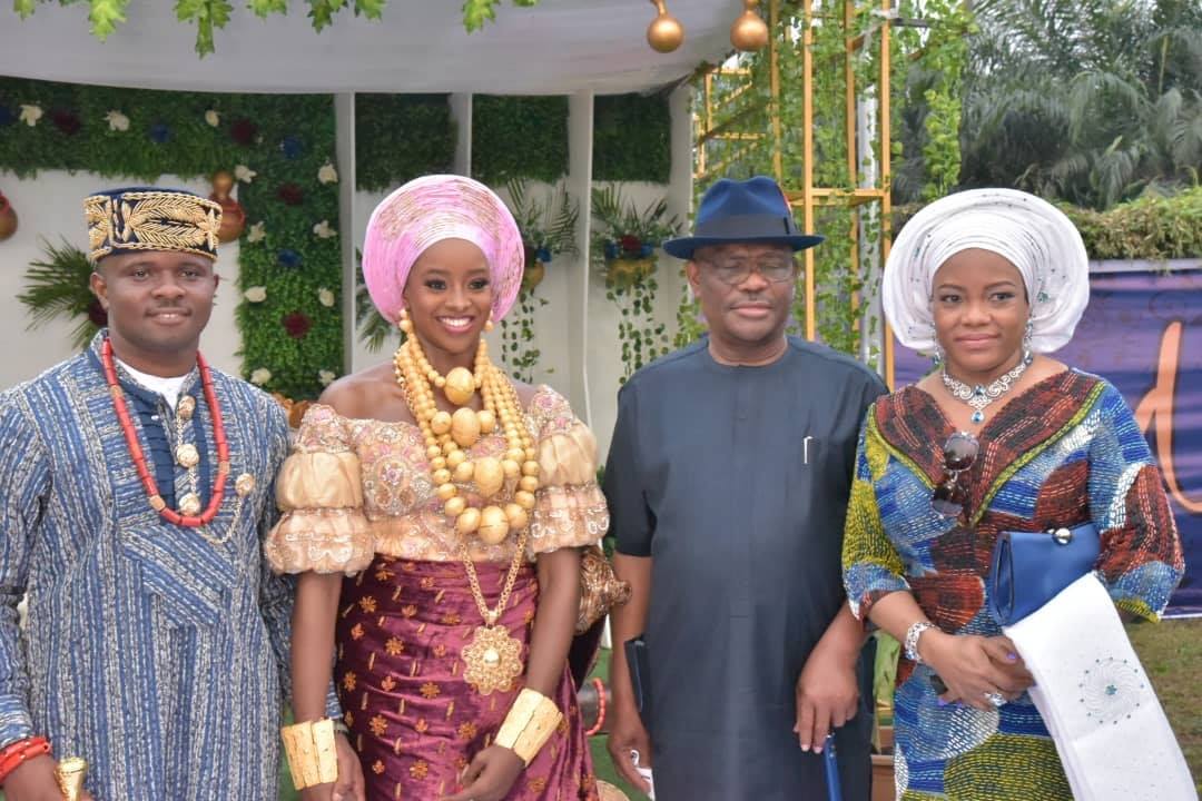 Wike and wife at Nene Chikere's wedding