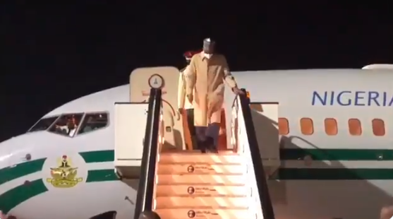 Buhari London arrival