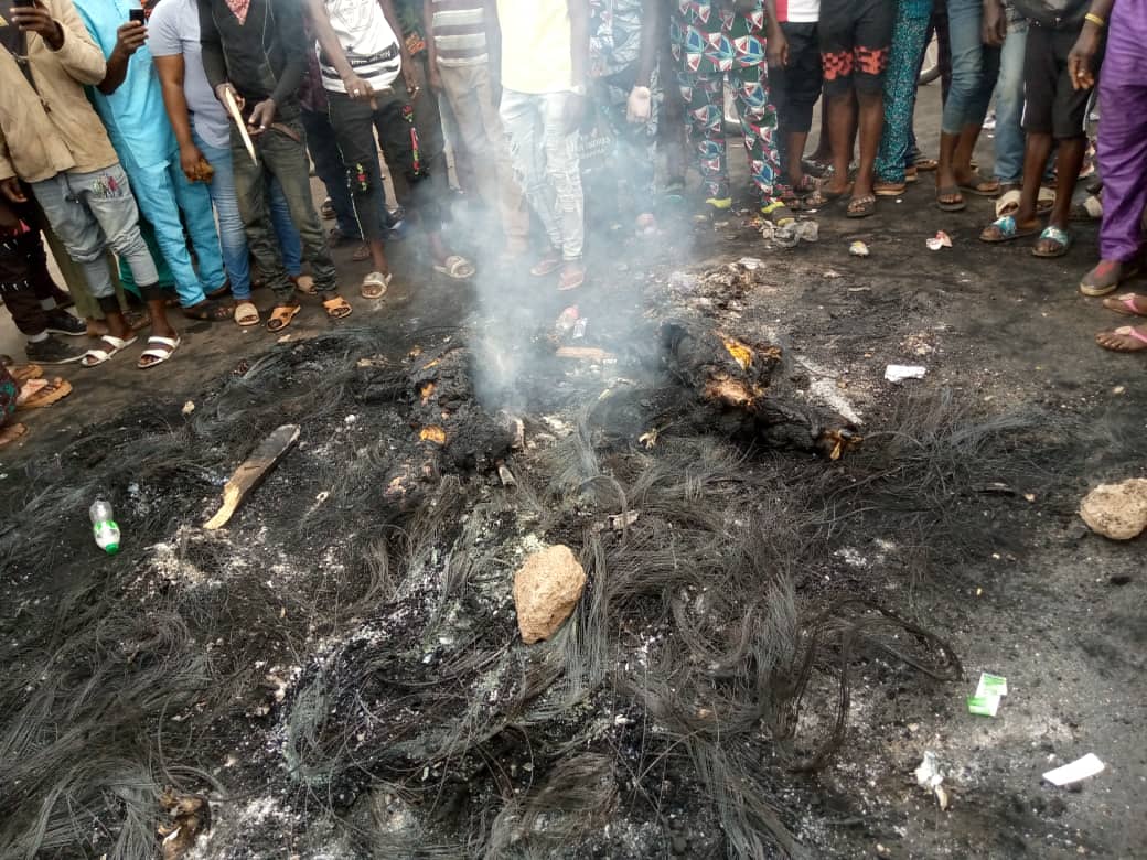 burnt, policemen, human parts, Ibadan
