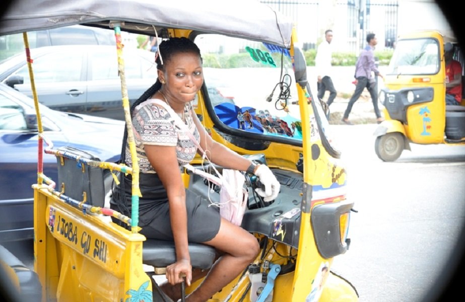 Female tricycle rider