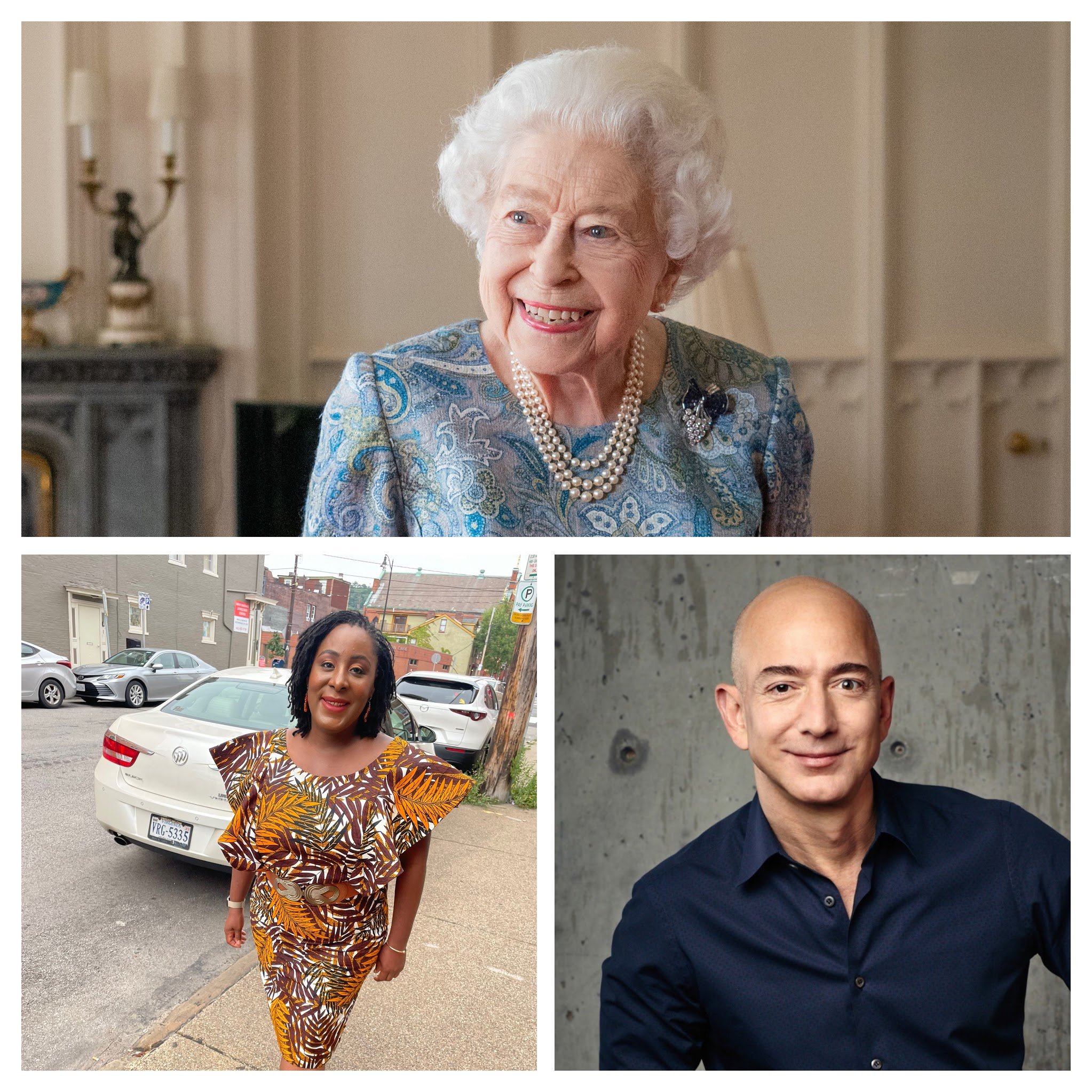 Queen Elizabeth, Jeff Bezos, Uju Anya