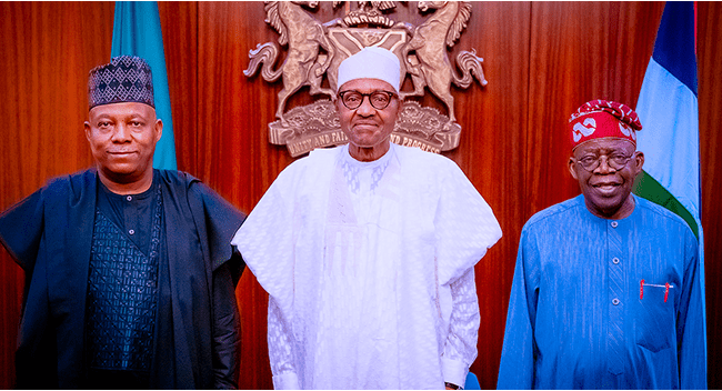 Shettima, President Buhari and Tinubu