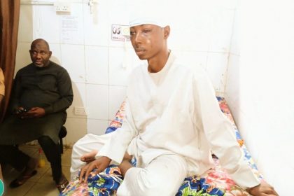 Mr Shehu Mohammed receiving treatment for head and eye injuries at Garki Hospital, Abuja