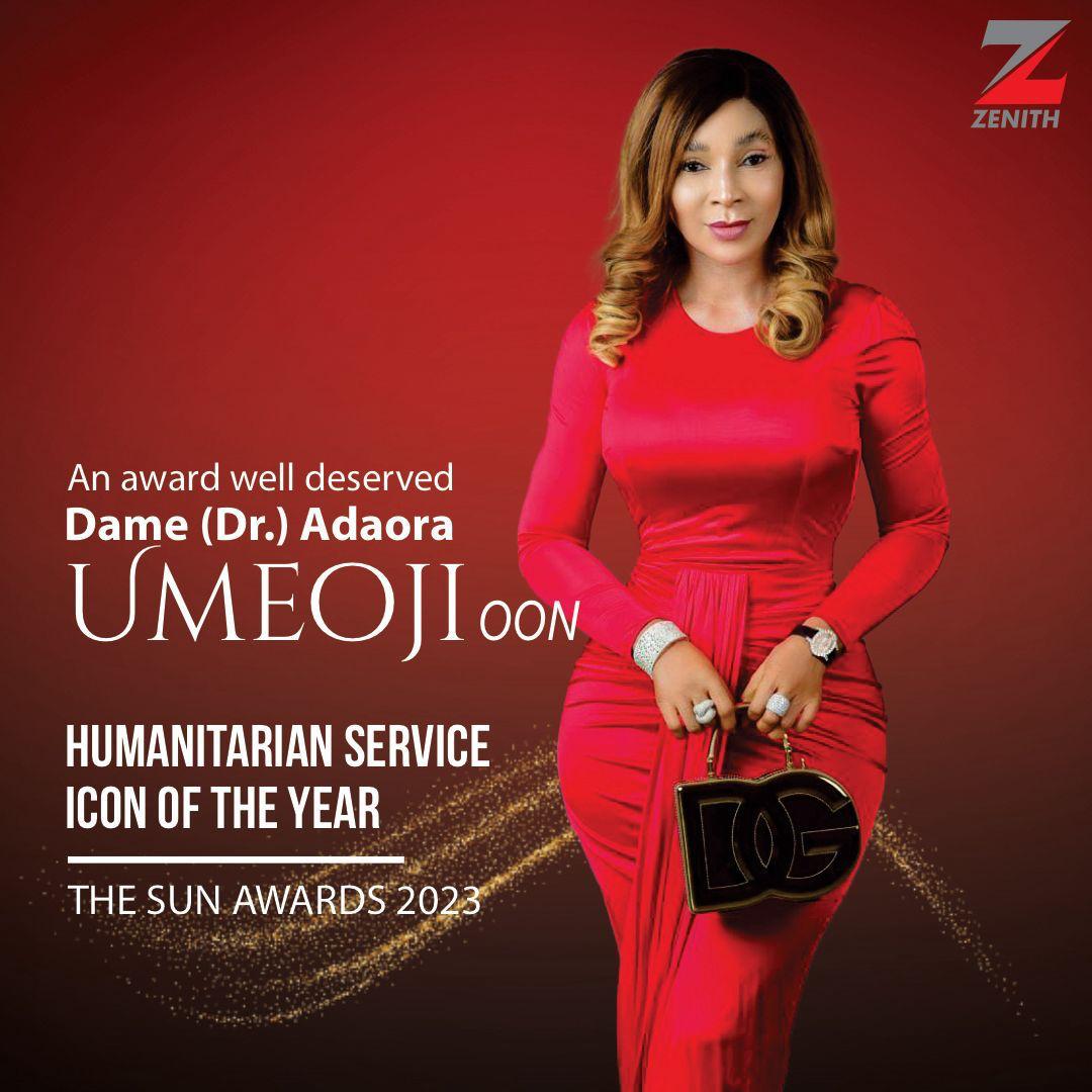 Dame (Dr.) Adaora Umeoji OON recognized as The Humanitarian Services Icon of the Year 2023.