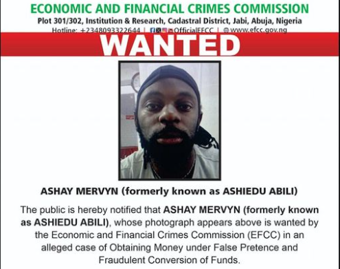 Ashay Mervyn - EFCC declares Ashiedu Abili wanted